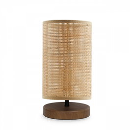 Opviq AYD-3675 Lámpara de mesa de madera y ratán de bambú color crema